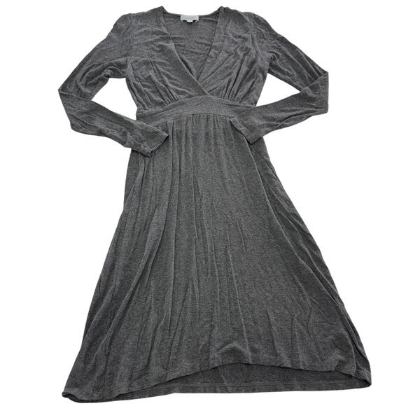 Veronica M Dress Womens Extra Small Gray Long Sleeve V Neck Stretch Knit USA - Picture 1 of 7
